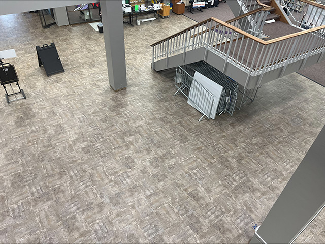View of new tiles from second story